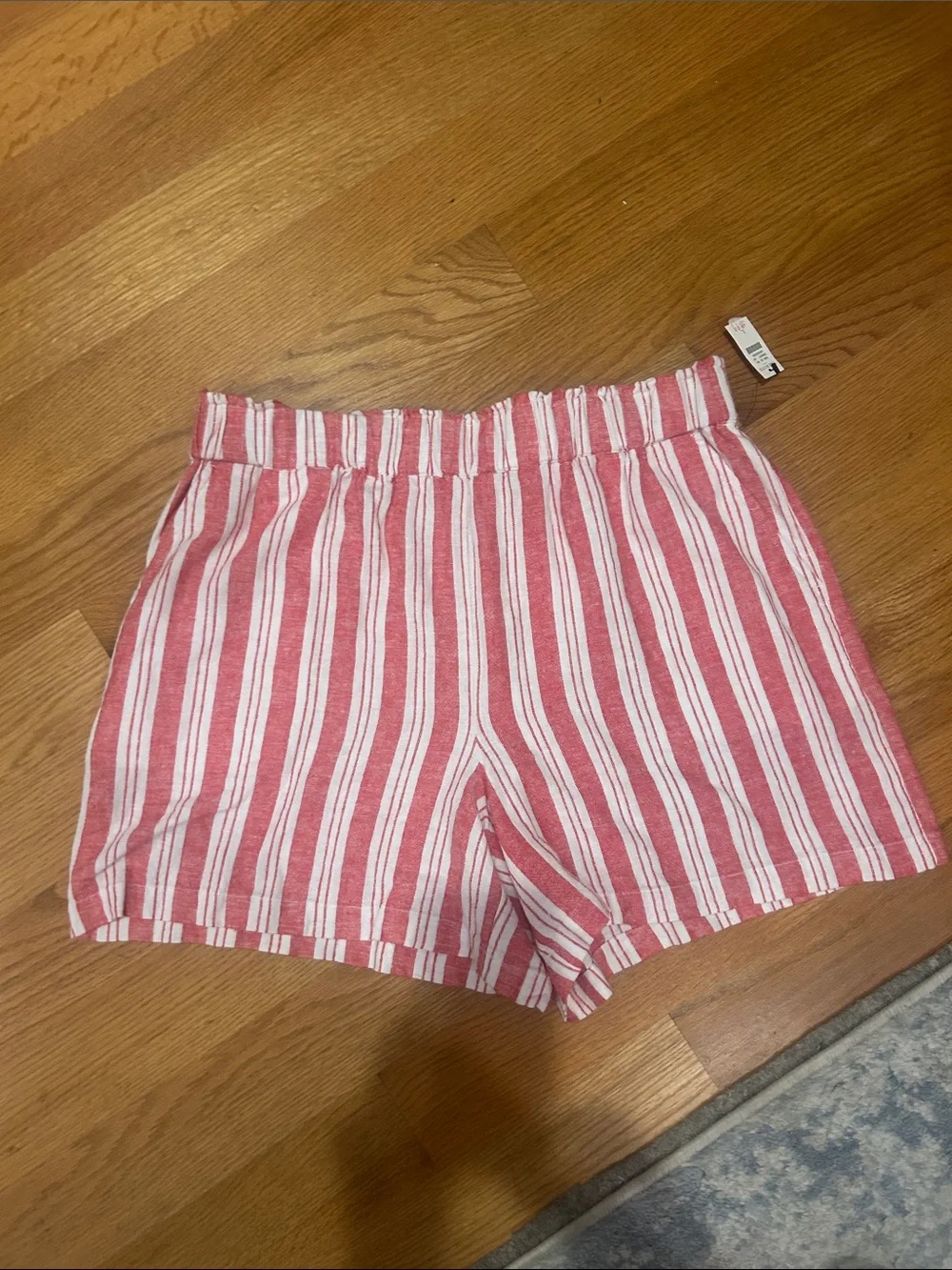 Talbots Red and White Striped Elastic Waist Shorts